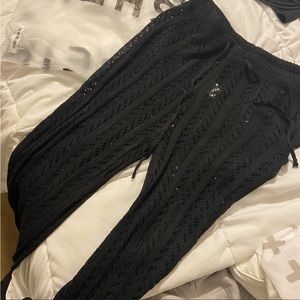 High waisted drawstring swimsuit cover up pants